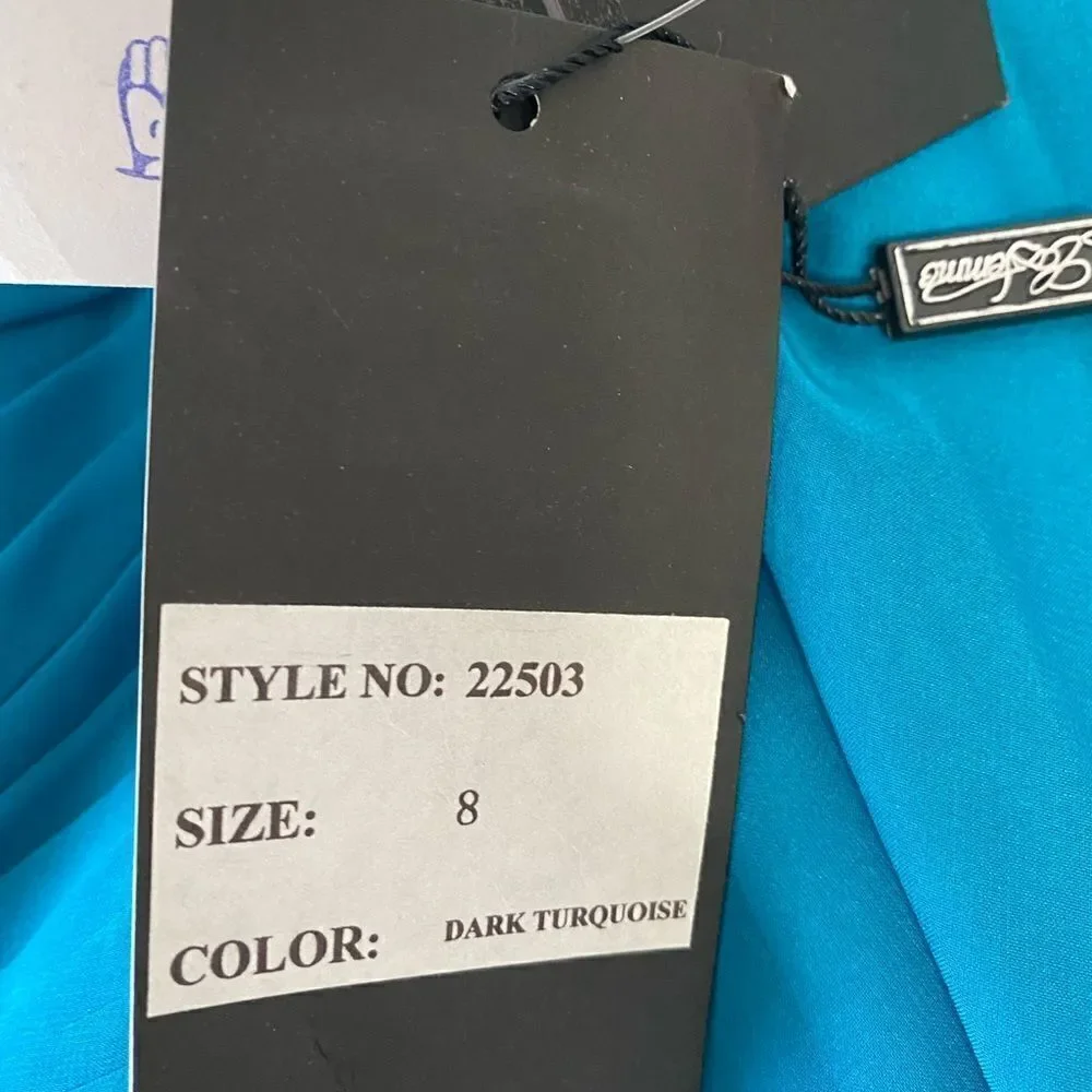 La Femme Dark Turquoise Prom Maxi Dress